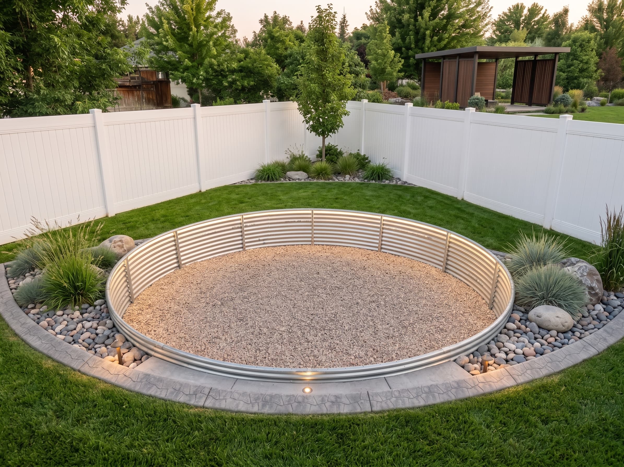 In-ground trampoline gravel drainage base